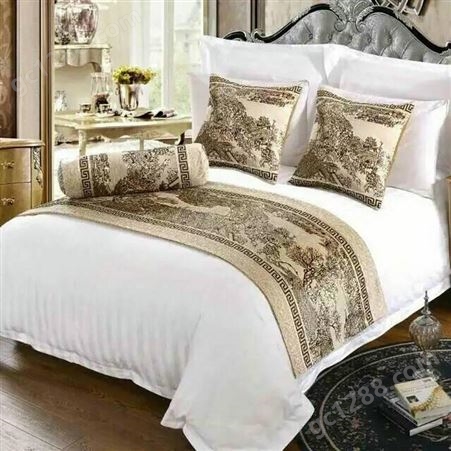 莎曼丽 宾馆酒店床上用品布草床尾巾 床旗床尾垫装饰条酒店套件