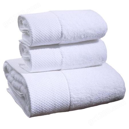 酒店宾馆纯棉毛巾 白方巾 浴巾三件套件套装 可订制logo